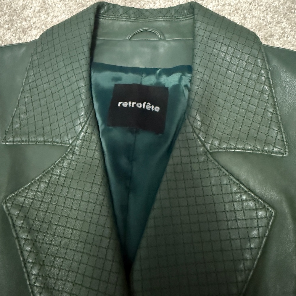 Retrofete - Jessica Leather Mini Dress - Army Green - size Small - Gorgeous Cond - Picture 3 of 16